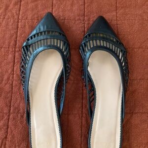 J crew pointed toe leather cage slides size 12 black